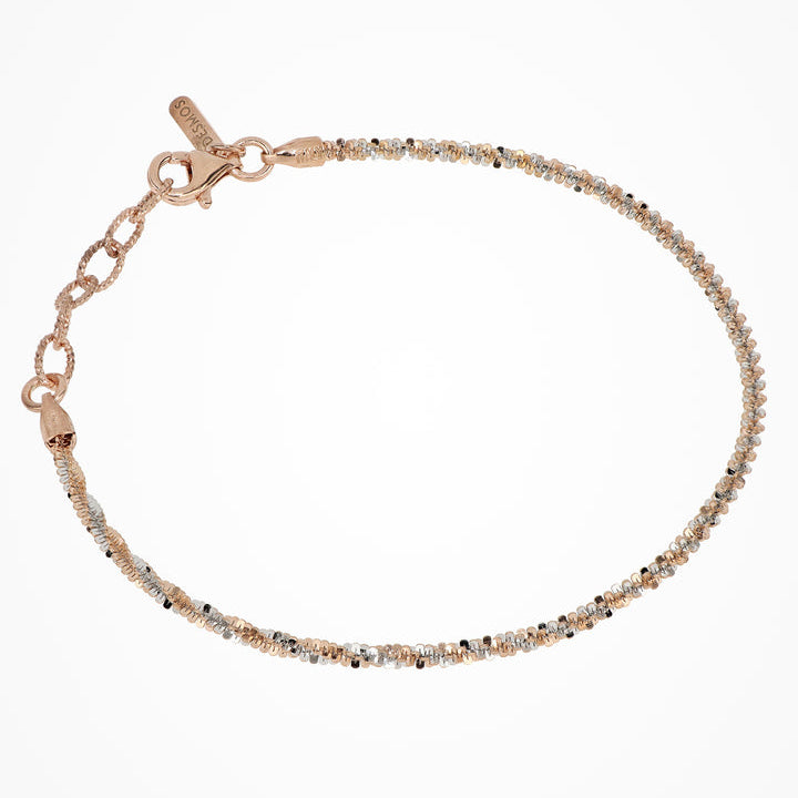 Bracciale in Argento e Oro Rosa Rock Twist