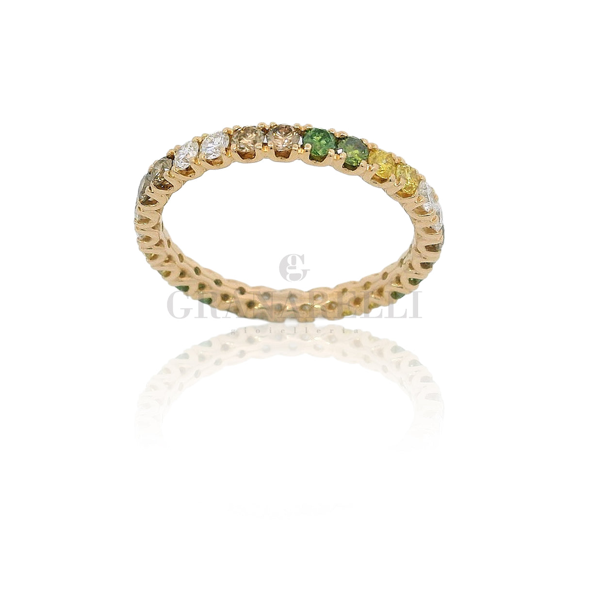 Fedina Girodito oro Rosa con Zaffiri Multicolore e Diamanti