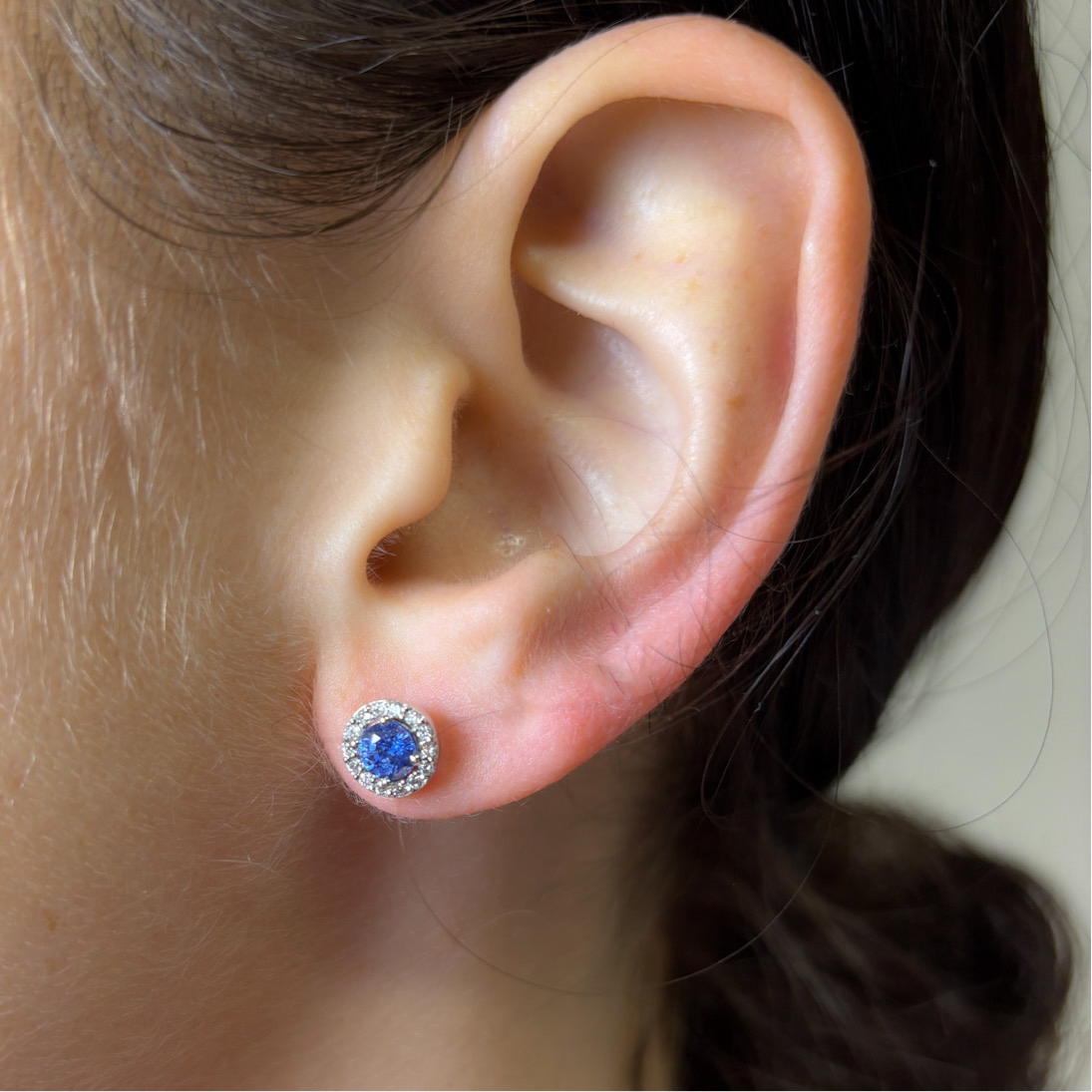 Orecchini Zaffiri taglio "brillante" e diamanti