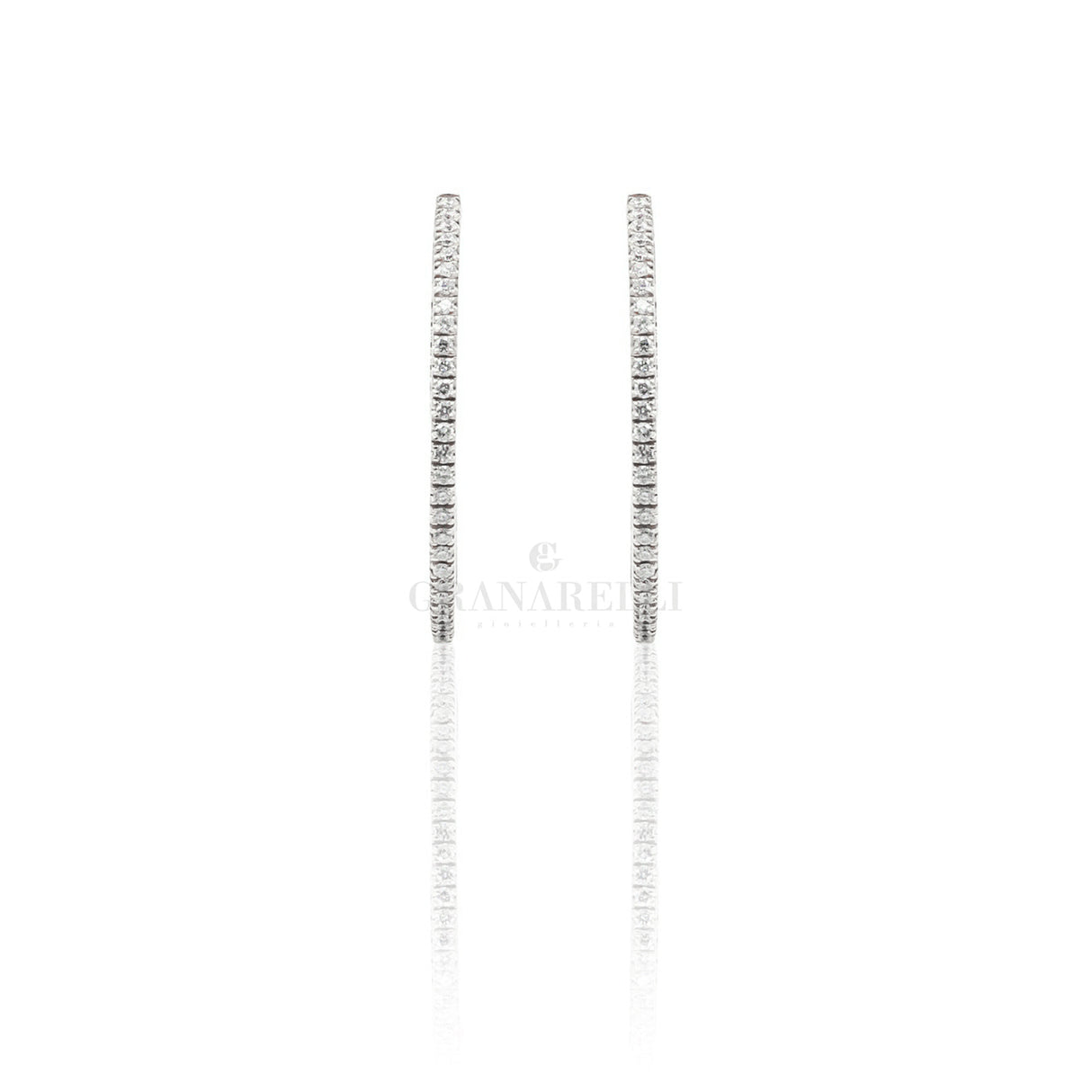 Orecchini Cerchio Diamanti in Oro Bianco 0.62kt Ø 4 cm