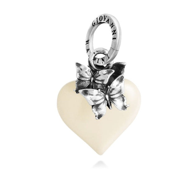 Charm Cuore Avorio con Farfalle