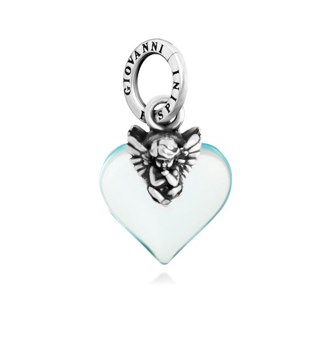 Charm Cuore Azzurro con Angelo