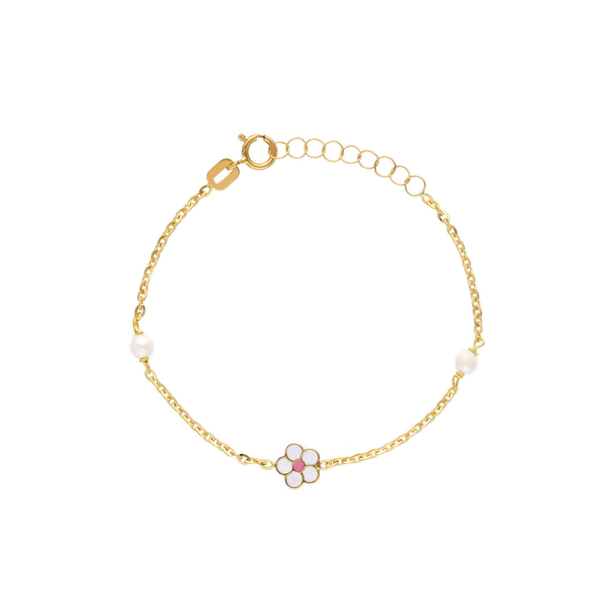 Bracciale smalto Margherita e Perle in Oro Giallo-Bracciali-GRANARELLI-Gioielleria Granarelli