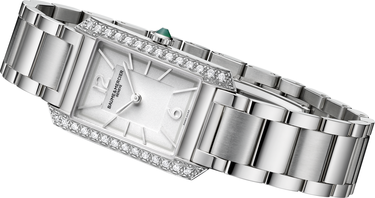 Hampton Quarzo Acciaio Rettangolare con Diamanti