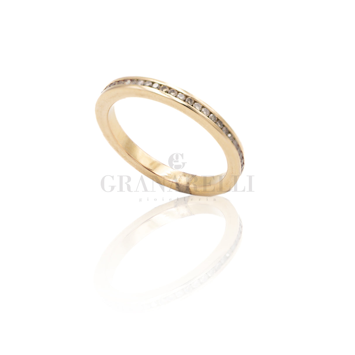 Anello Fedina Girodito con Diamanti Brown 0.43kt Oro Rosa