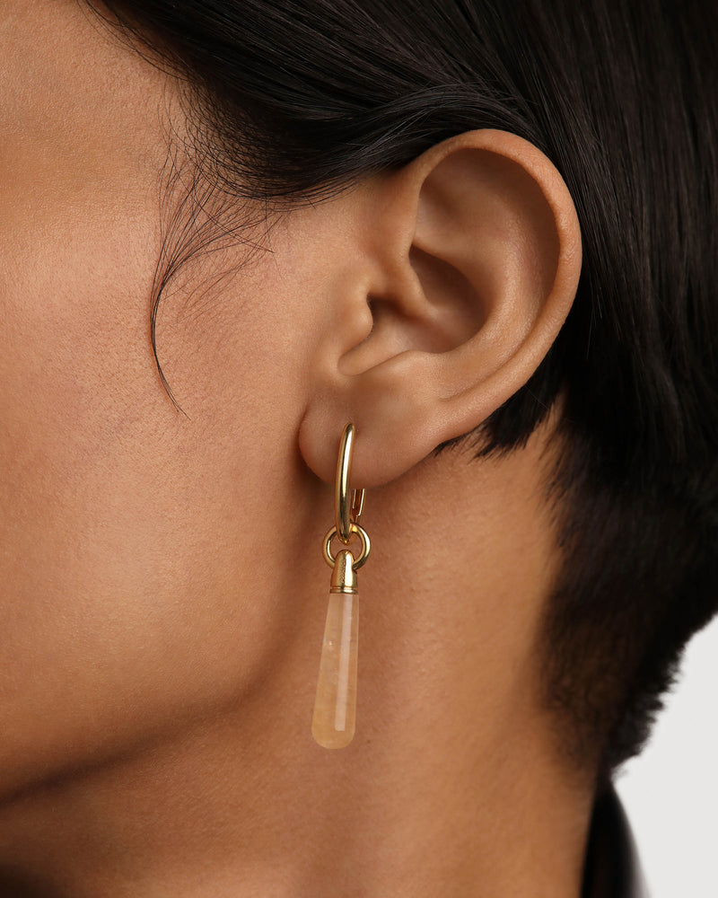 Orecchino a Cerchio Singolo Avventurina Giallo Large Jupiter