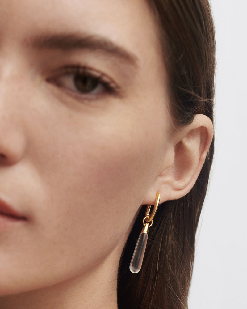 Orecchino a cerchio singolo cristallo di rocca large Jupiter