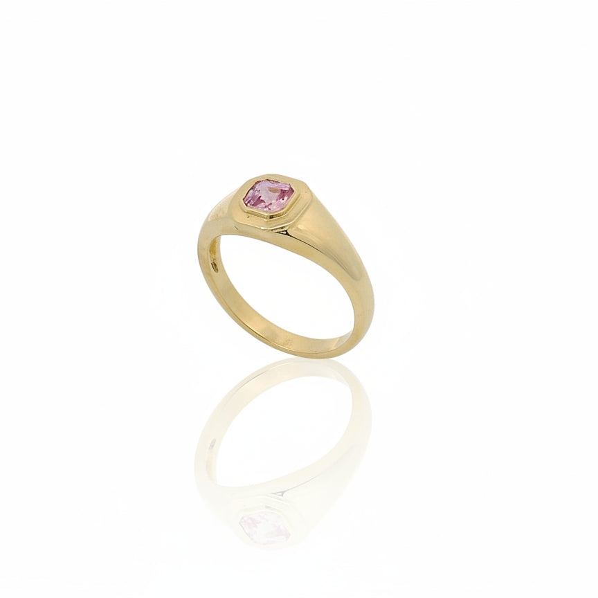Anello Chevallier Oro Giallo 18kt con Zaffiro Rosa Taglio Radiant
