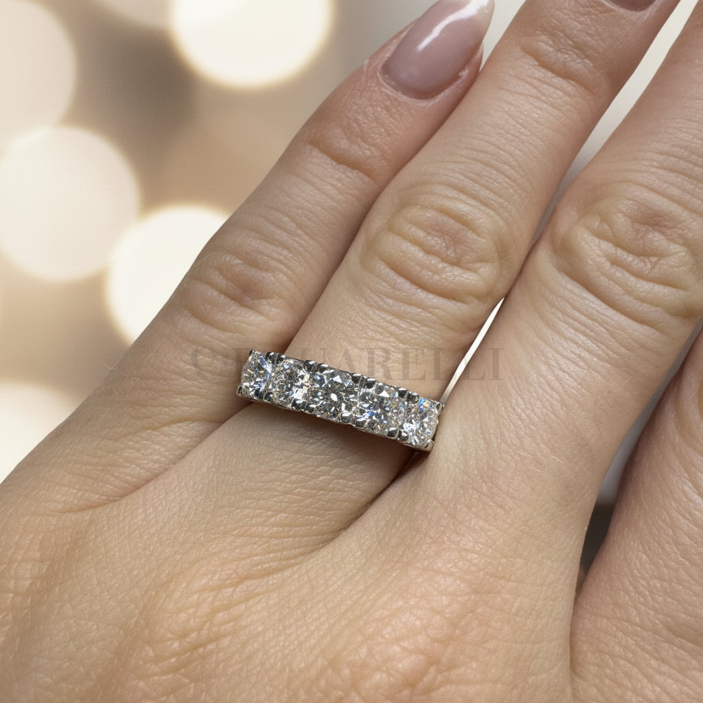 Anello Fedina 5 diamanti 1.50kt In Oro bianco-Anelli-GRANARELLI-Gioielleria Granarelli