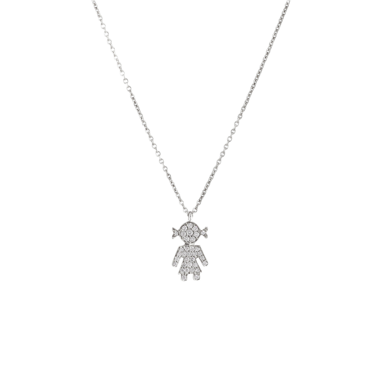 Girocollo Easy Bimba Pavè Oro Bianco Diamanti ct 0.21