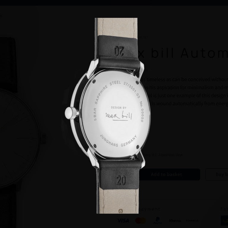 Max Bill Automatic Quadrante Argento Cinturino Pelle