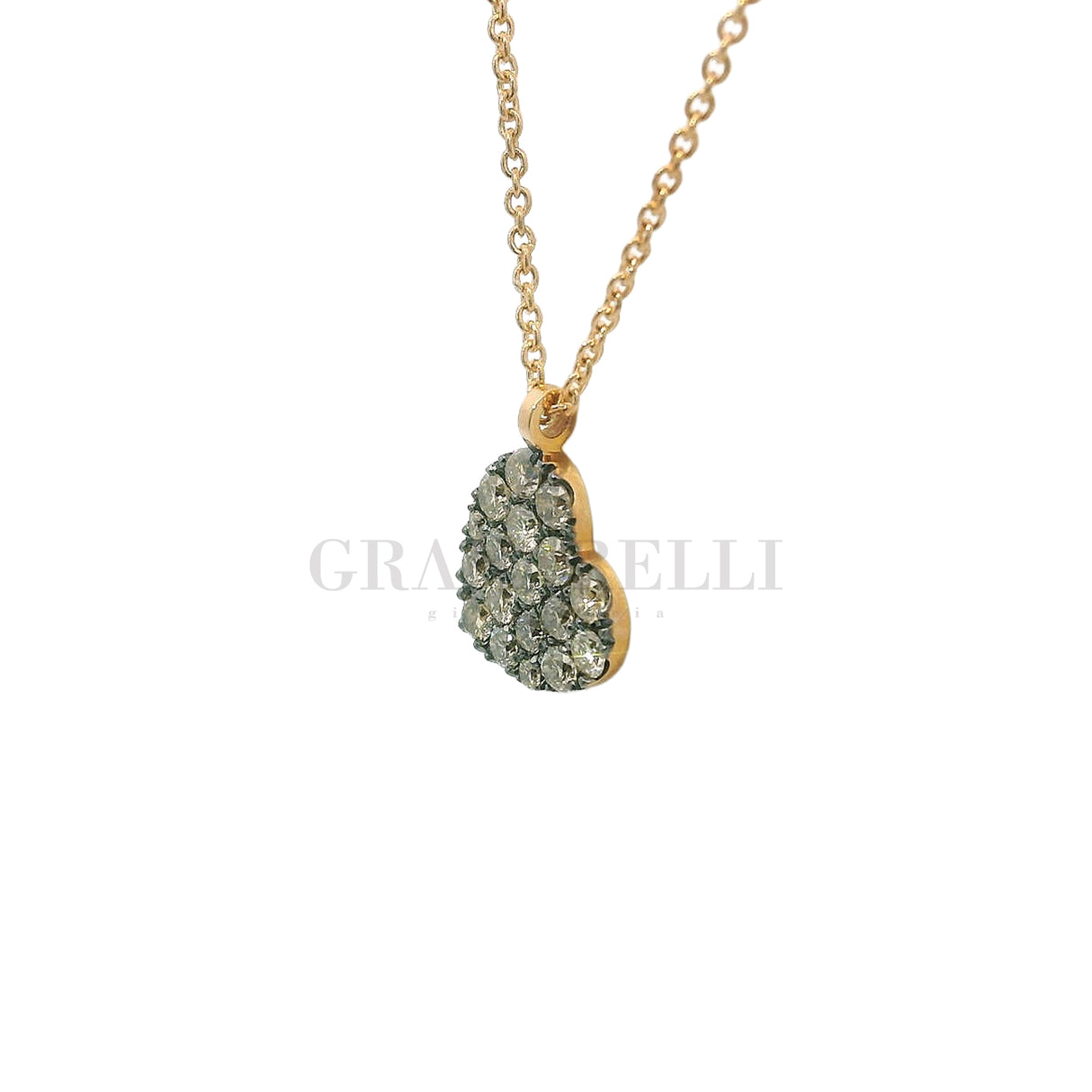 Girocollo Cuore Diamanti Brown in Oro Rosa