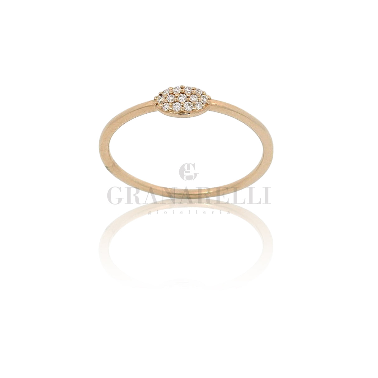 Anello Ovale Pavè di Diamanti bianchi, Oro Rosa