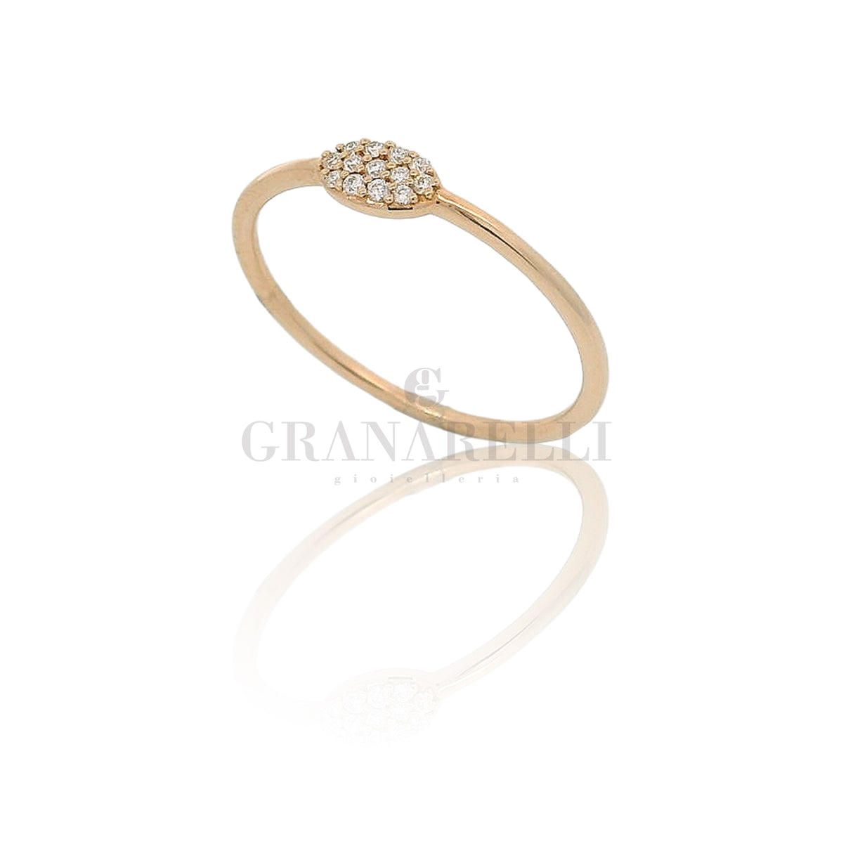 Anello Ovale Pavè di Diamanti bianchi, Oro Rosa