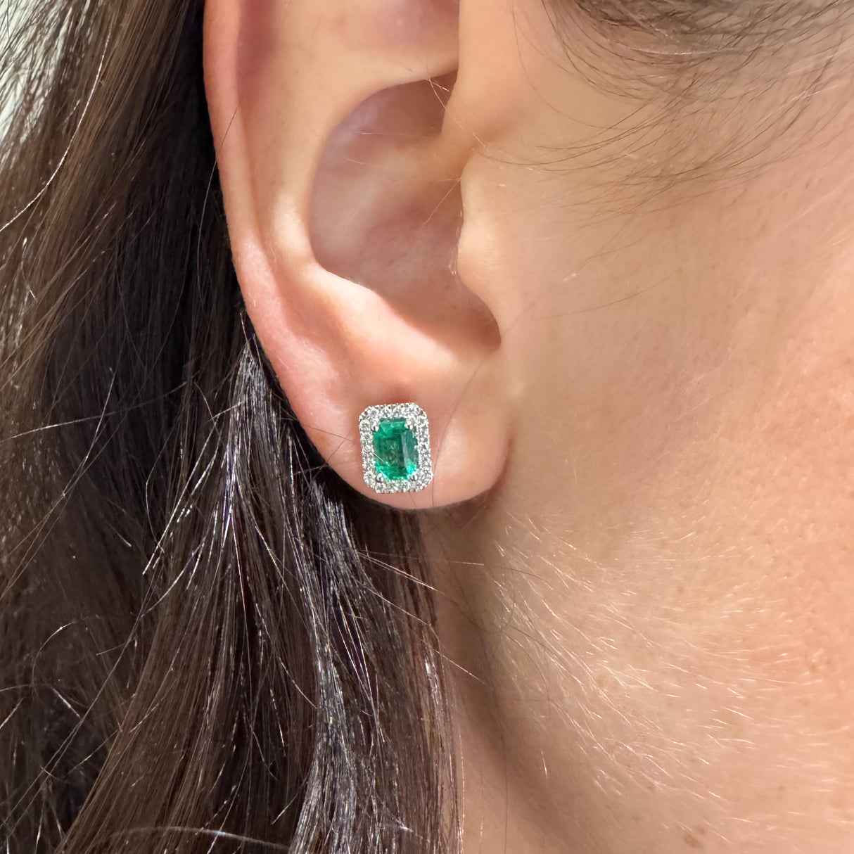 Emerald and diamond earrings