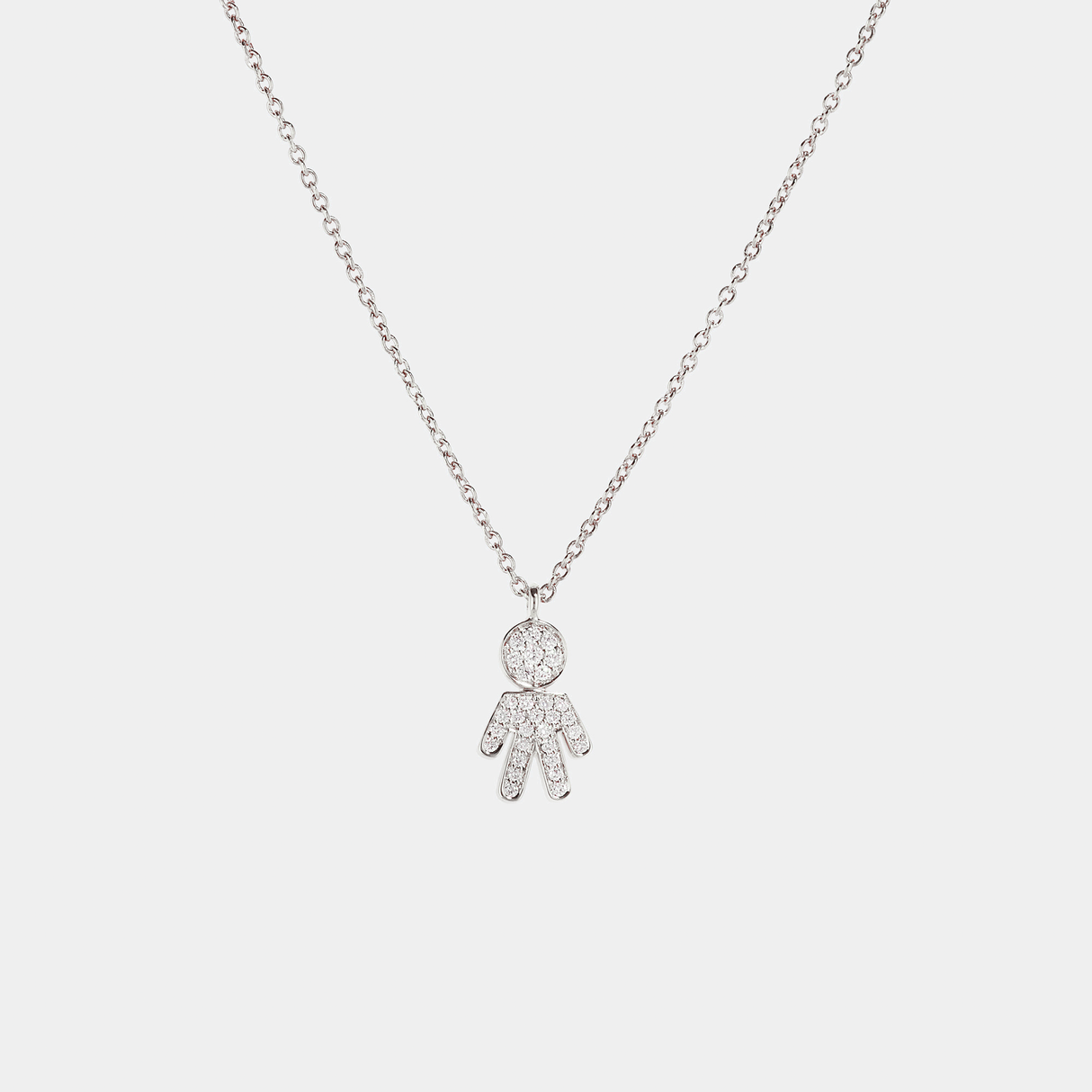 Girocollo Easy Bimbo Pavè  Oro Bianco Diamanti ct 0.17