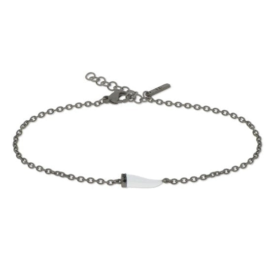 BRACCIALE CON CORNETTO MINI SMALTATO BIANCO E DIAMANTI BLACK