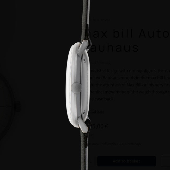 Max Bill Automatic Bauhaus Quadrante Bianco Cinturino Pelle