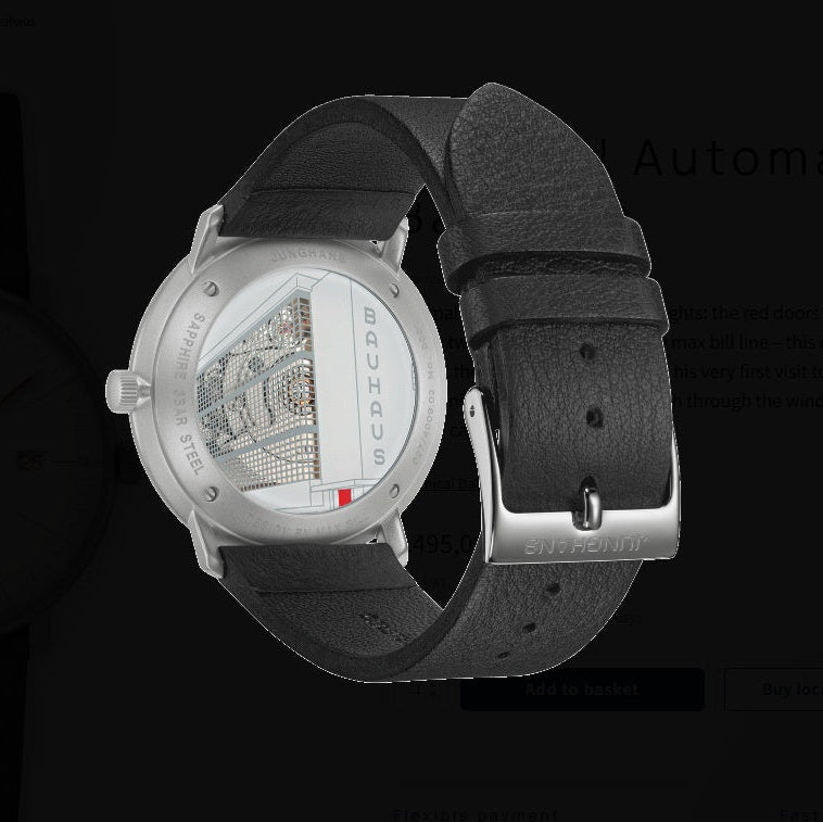 Max Bill Automatic Bauhaus Quadrante Bianco Cinturino Pelle