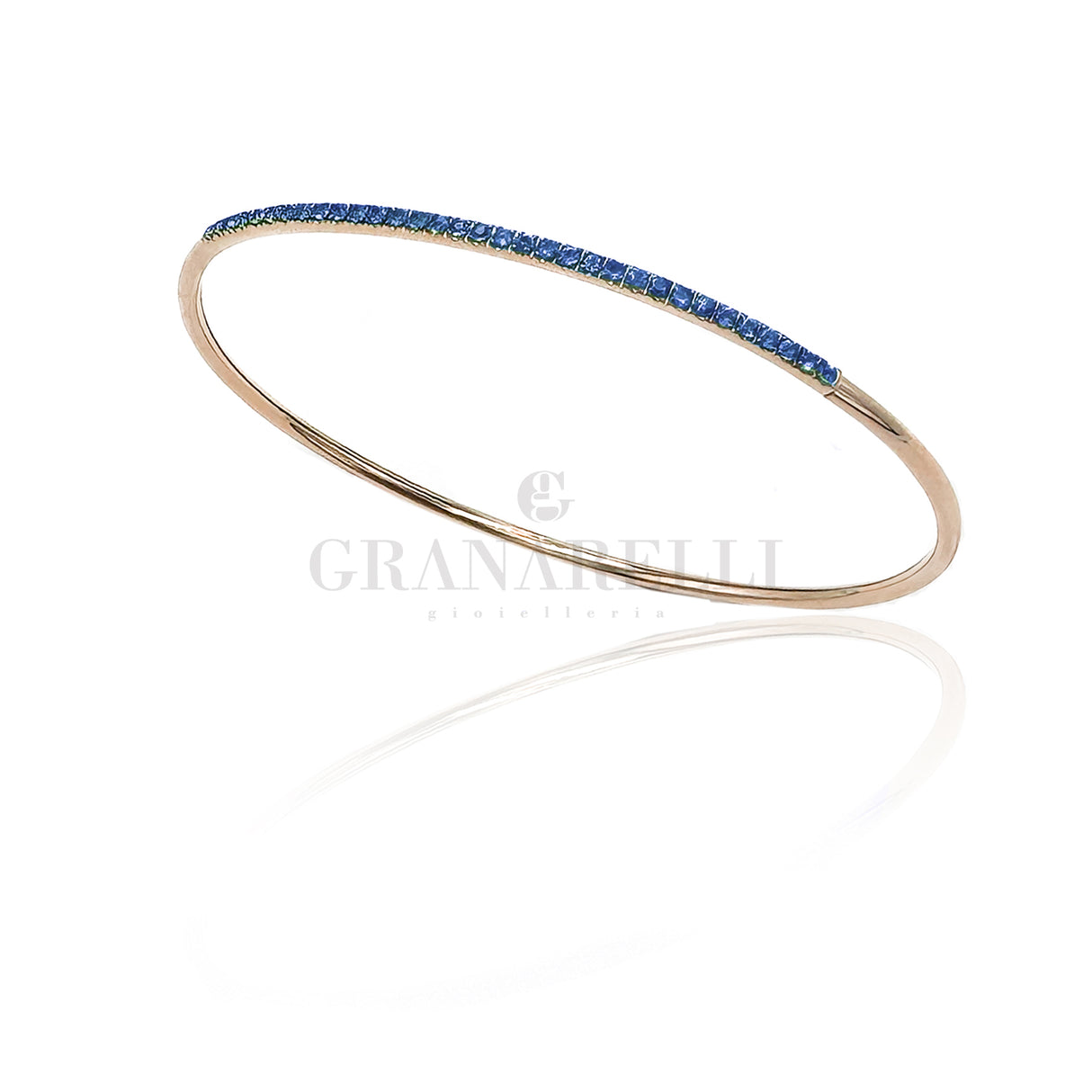 Bracciale Rigido oro rosa e Zaffiri