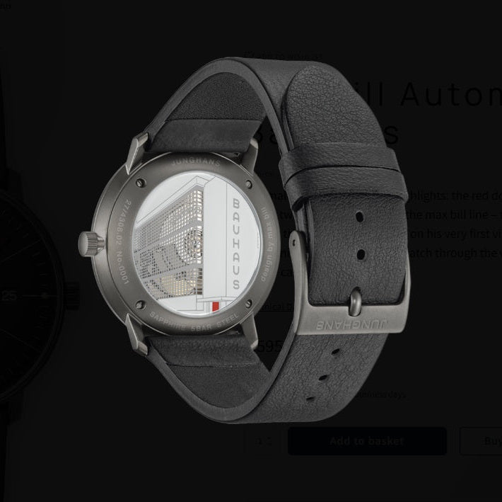 Max Bill Automatic Bauhaus Quadrante Nero Cinturino Pelle