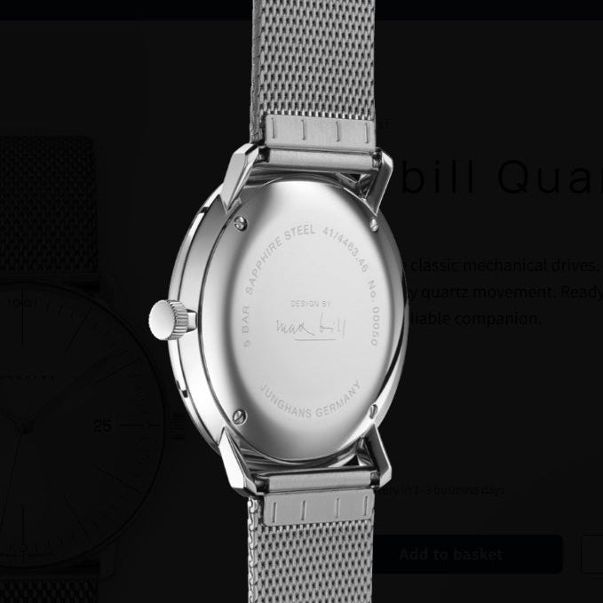 Max Bill Quarz Quadrante Argento Cinturino Acciaio