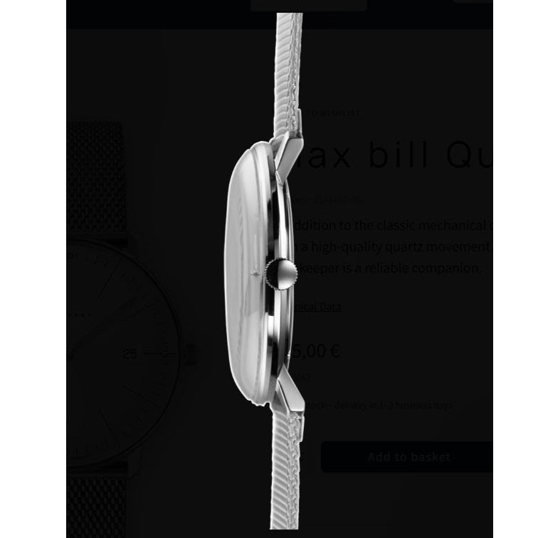 Max Bill Quarz Quadrante Argento Cinturino Acciaio