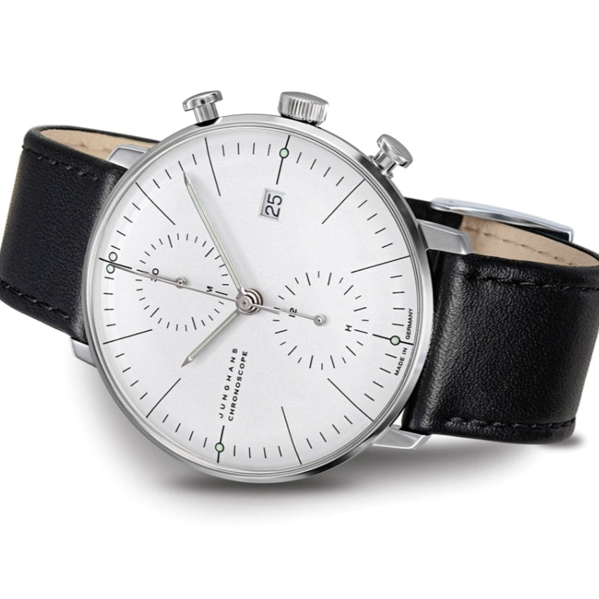 Max Bill Chronoscope Quadrante Argento Cinturino Pelle