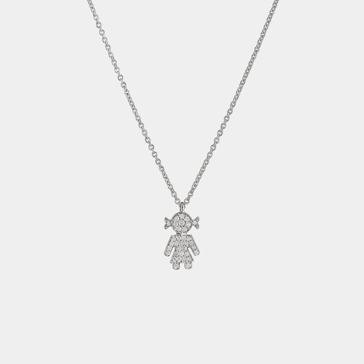 Girocollo Easy Bimba Pavè Oro Bianco Diamanti ct 0.21