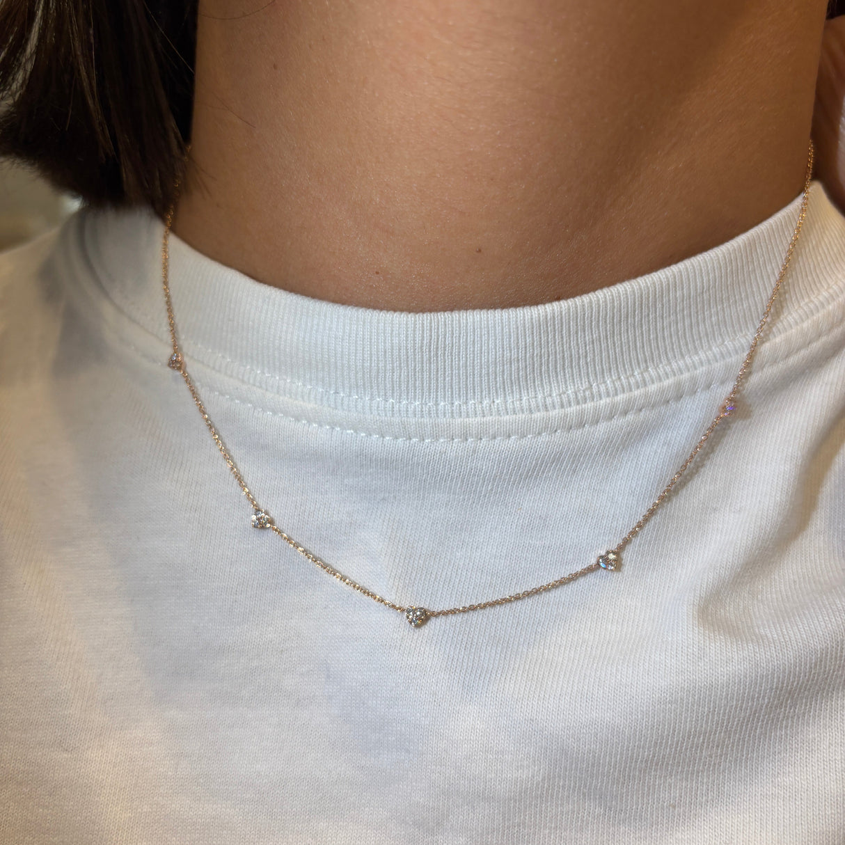 Girocollo mini cuori in oro rosa