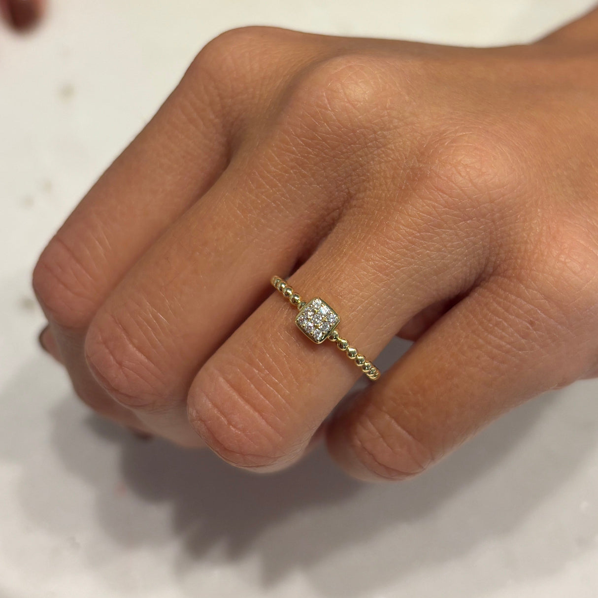 Anello bollicine con pavè in oro Giallo