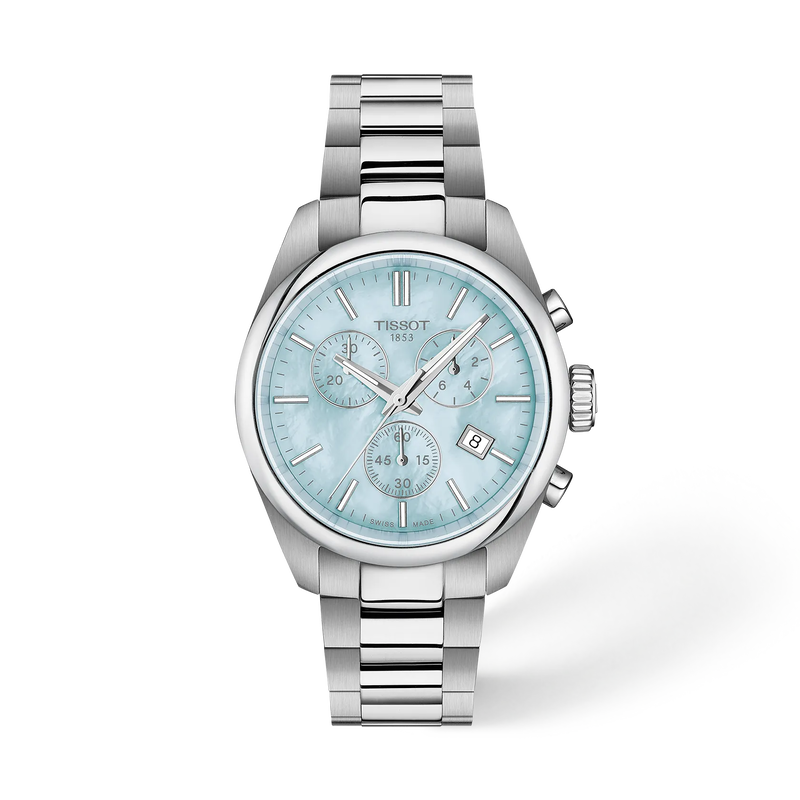 PR 100 Quarzo Madreperla Azzurro Acciaio 36mm