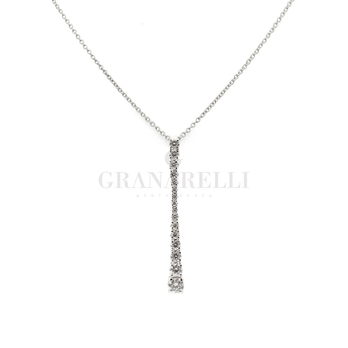 Pendente Scalare Elegance In Oro Bianco e Diamanti