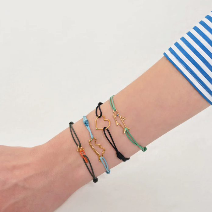 BRACCIALE CORDINO, CORAZON CON SMERALDO