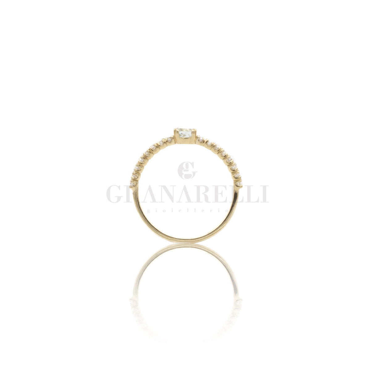 Anello Acqumarina 0.20kt e Diamanti in Oro Giallo-Anelli-GioGio-Gioielleria Granarelli