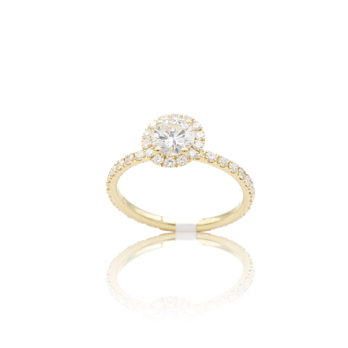 Anello solitario 0.53 Halo con gambo di diamanti in Oro Giallo-Anelli-GRANARELLI-Gioielleria Granarelli