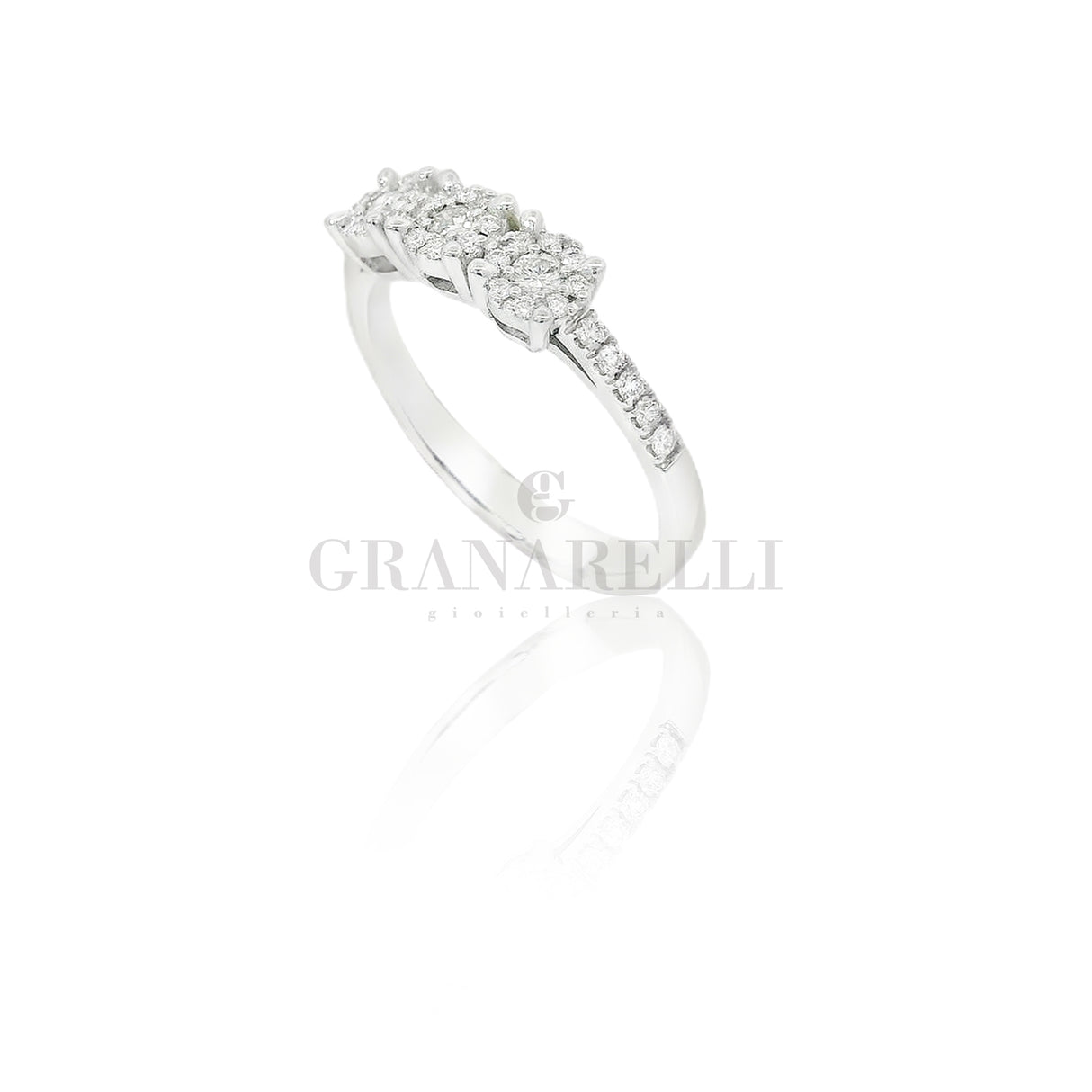 Anello Trilogy illusione in oro bianco e Diamanti 0.33 kt