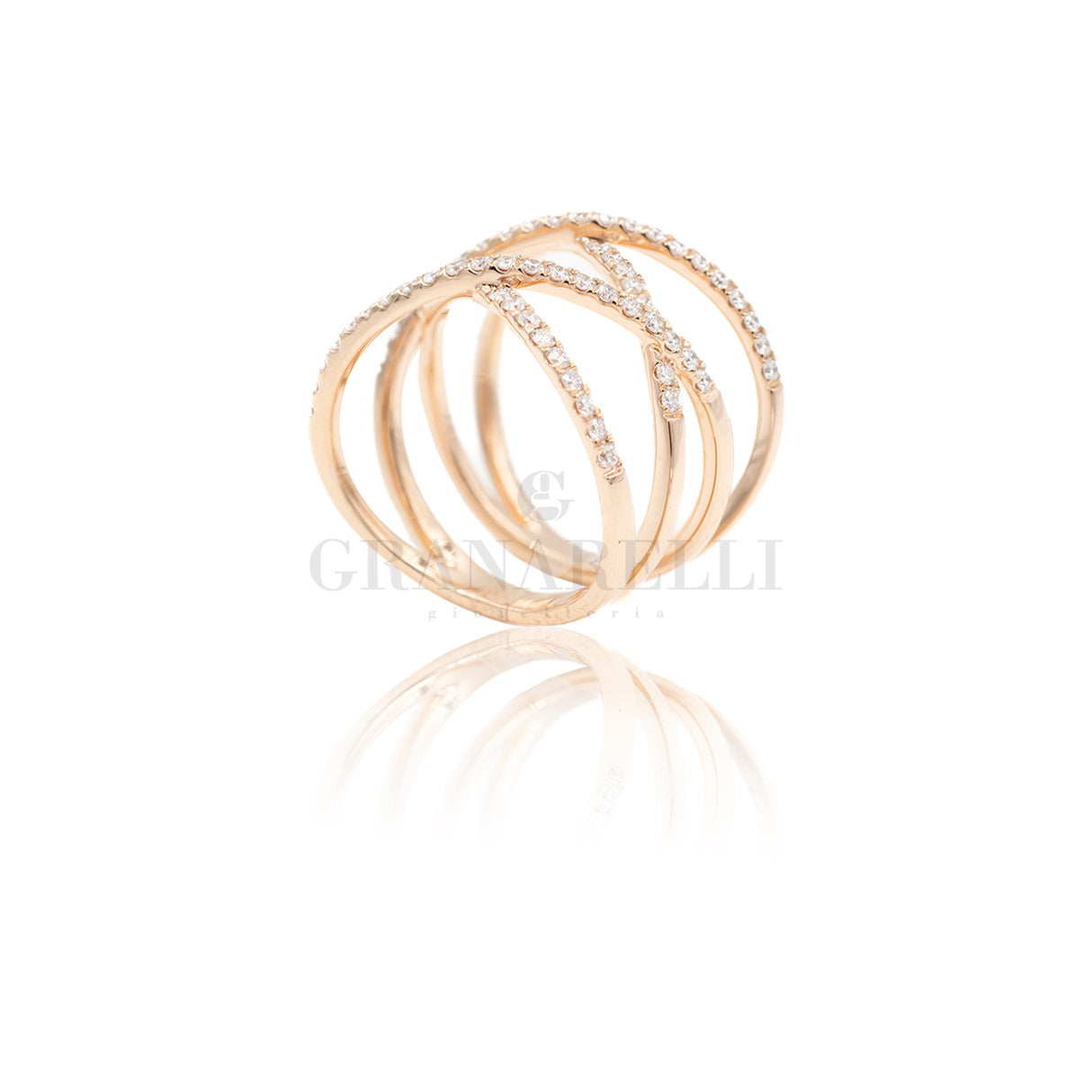 Anello intrecciato con diamanti Oro Rosa 0.90kt