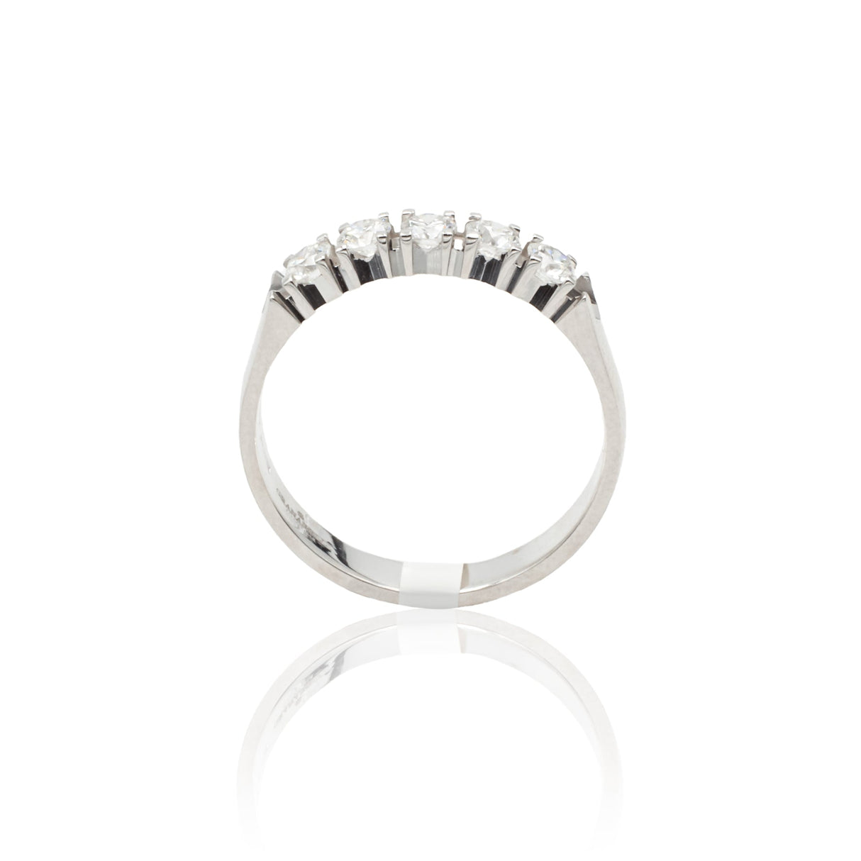 Anello Fedina 5 Diamanti 0.42kt in Oro Bianco-GRANARELLI-AN05410-5P042-Gioielleria Granarelli