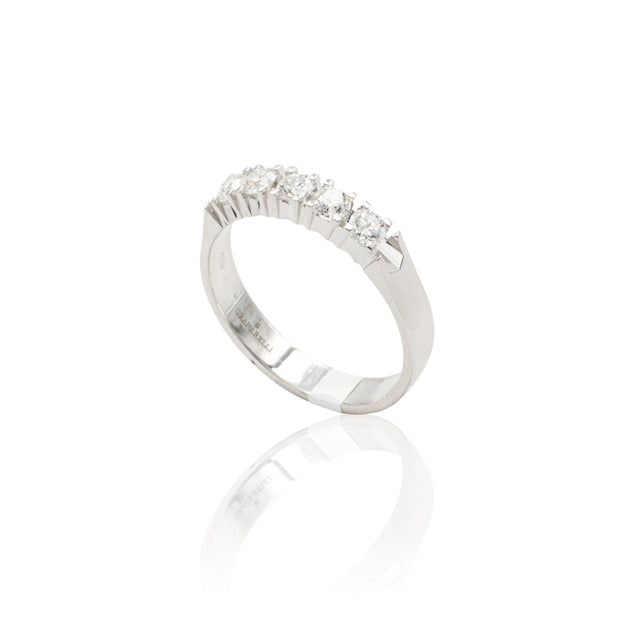 Anello Fedina 5 Diamanti 0.42kt in Oro Bianco-GRANARELLI-AN05410-5P042-Gioielleria Granarelli