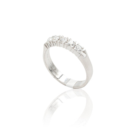 Anello Fedina 5 Diamanti 0.43kt in Oro Bianco-GRANARELLI-AN05410-5P043-Gioielleria Granarelli