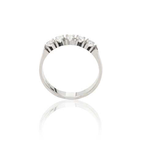 Anello Fedina 5 Diamanti 0.51kt in Oro Bianco-GRANARELLI-AN05410-5P051-Gioielleria Granarelli