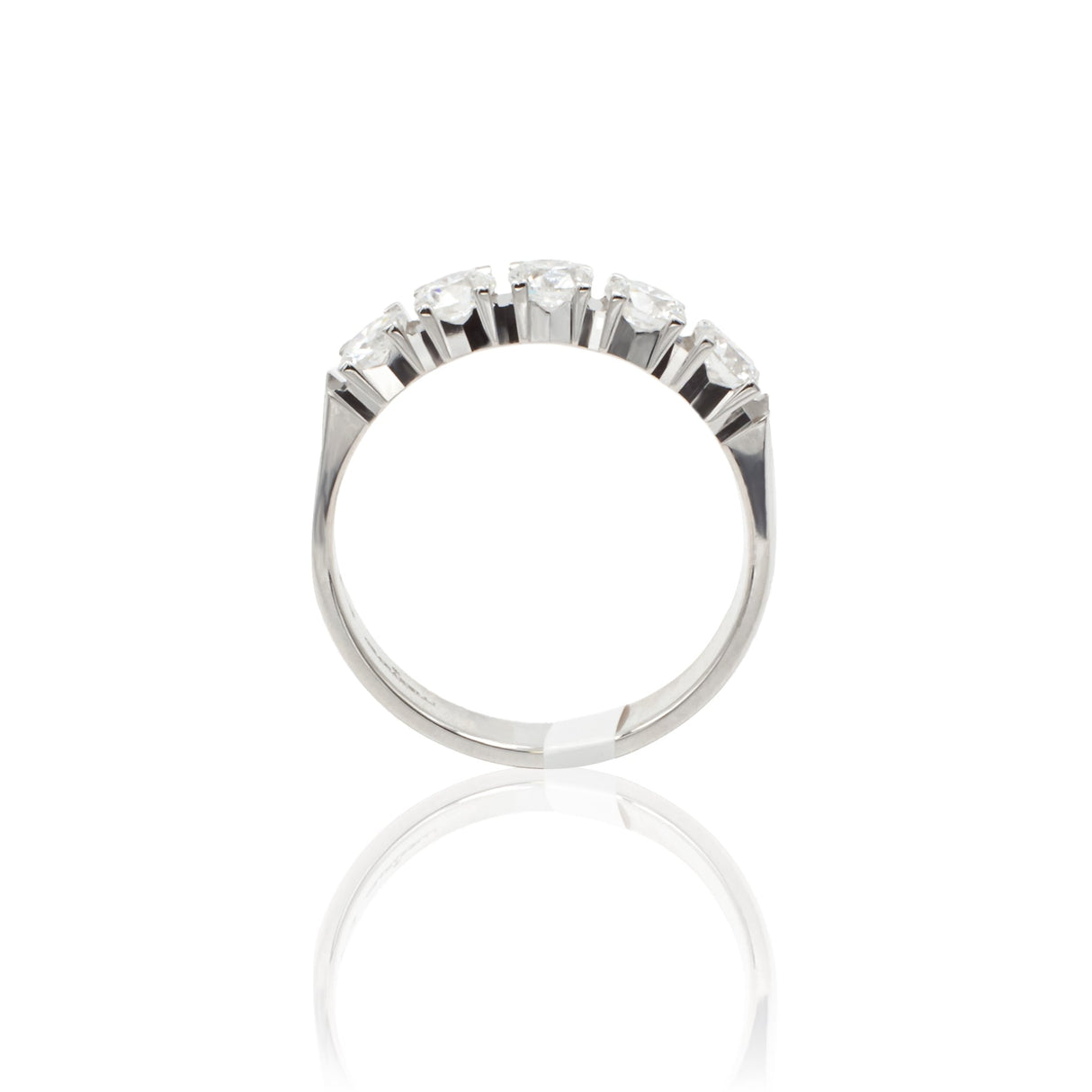 Anello Fedina 5 Diamanti 1.15kt in Oro Bianco-Anelli-GRANARELLI-12-Gioielleria Granarelli