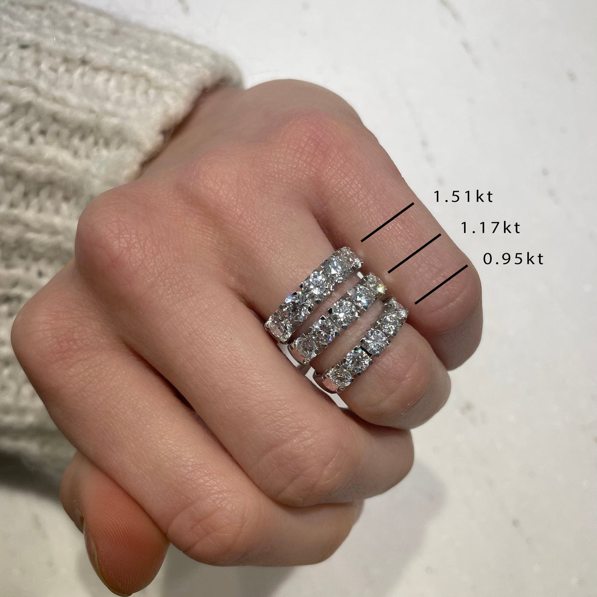 Anello Fedina 5 Diamanti 1.17kt in Oro Bianco-Anelli-GRANARELLI-12-Gioielleria Granarelli