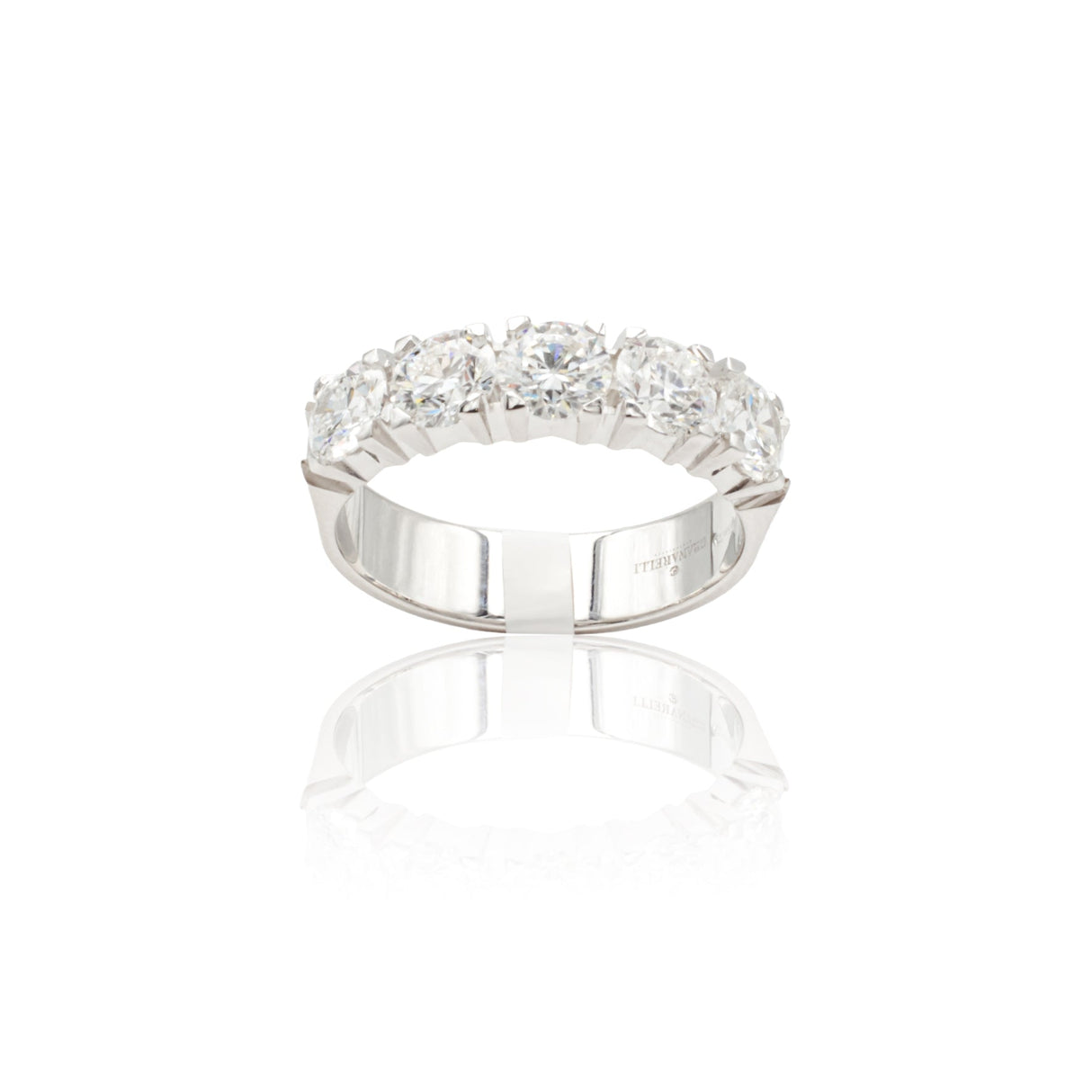 Anello Fedina 5 Diamanti 1.51kt in Oro Bianco-GRANARELLI-AN05410-5P151-Gioielleria Granarelli