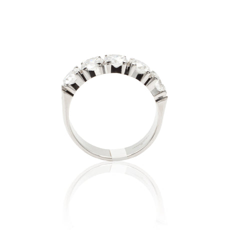 Anello Fedina 5 Diamanti 1.51kt in Oro Bianco-GRANARELLI-AN05410-5P151-Gioielleria Granarelli