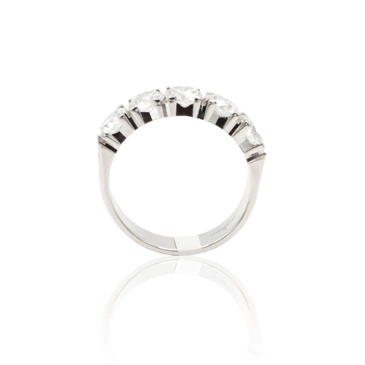 Anello Fedina 5 Diamanti 1.51kt in Oro Bianco-GRANARELLI-AN05410-5P151-Gioielleria Granarelli