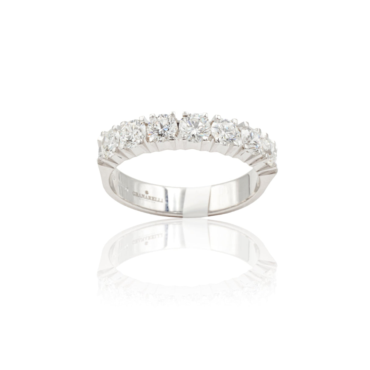 Anello Fedina 7 Diamanti 1.10kt in Oro Bianco-GRANARELLI-AN05410-7P110-Gioielleria Granarelli