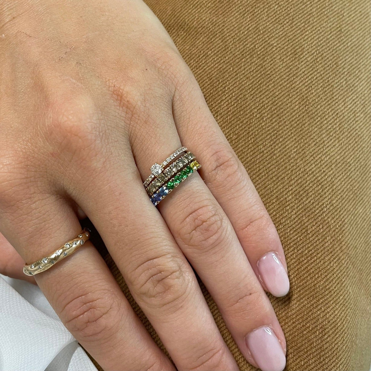 Fedina Girodito oro Rosa con Zaffiri Multicolore