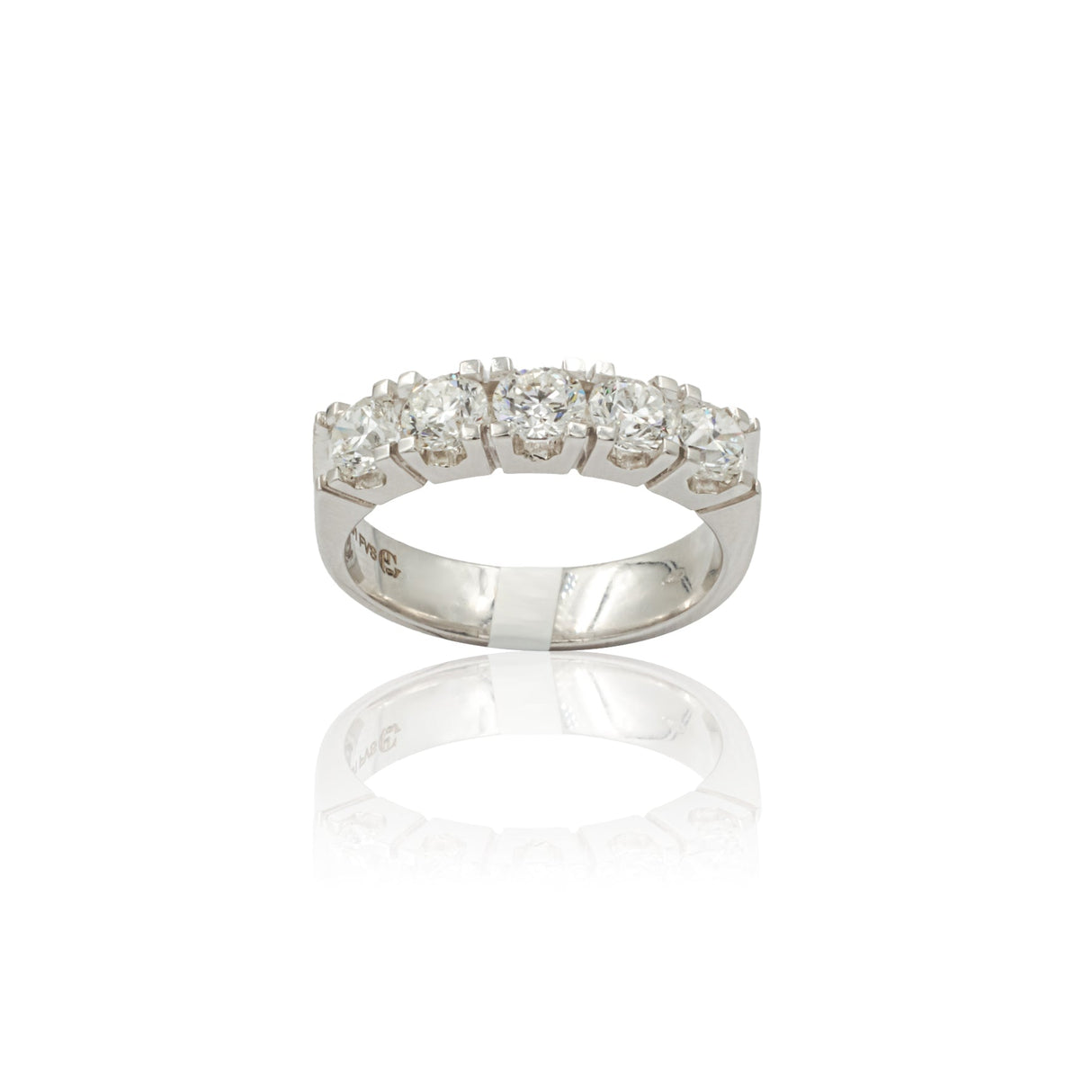 Anelli Anello Fedina con 5 Diamanti 1.51kt in Oro Bianco GRANARELLI